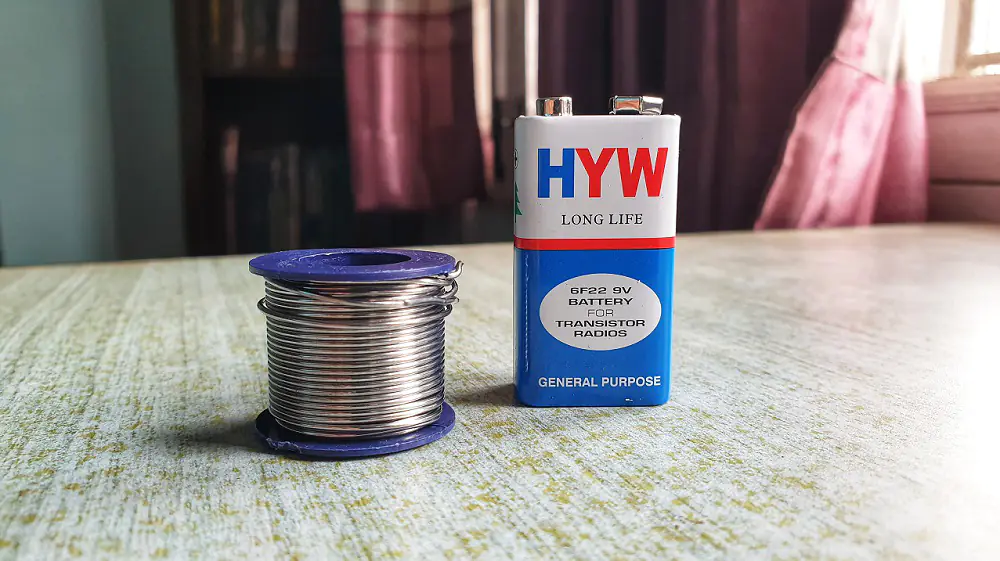 Soldering Wire and 9V Battery