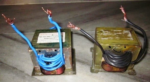 Two Microwave Oven transformers with new secondary winding