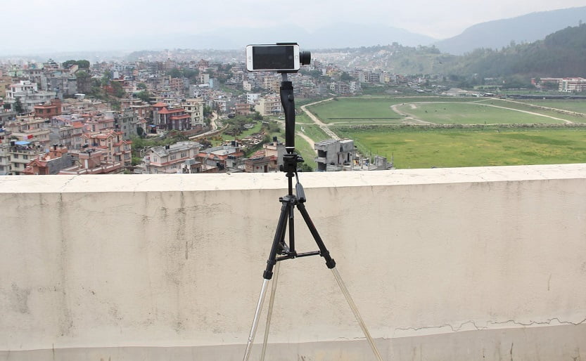 Swiftcam Gimball with iPhone 6 Plus on a Tripod in Kathmandu