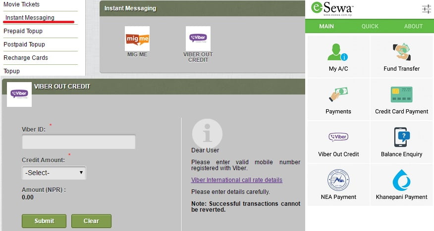 Details and method of Viber Out Credit Payment through eSewa