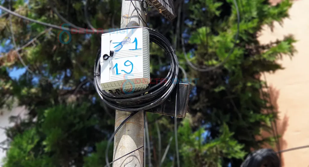 Nepal Telecom Fiber Optical Termination Box in a Electrical Pole